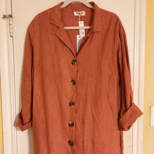 Coral Button Up Dress! Perfect For The Summer Time